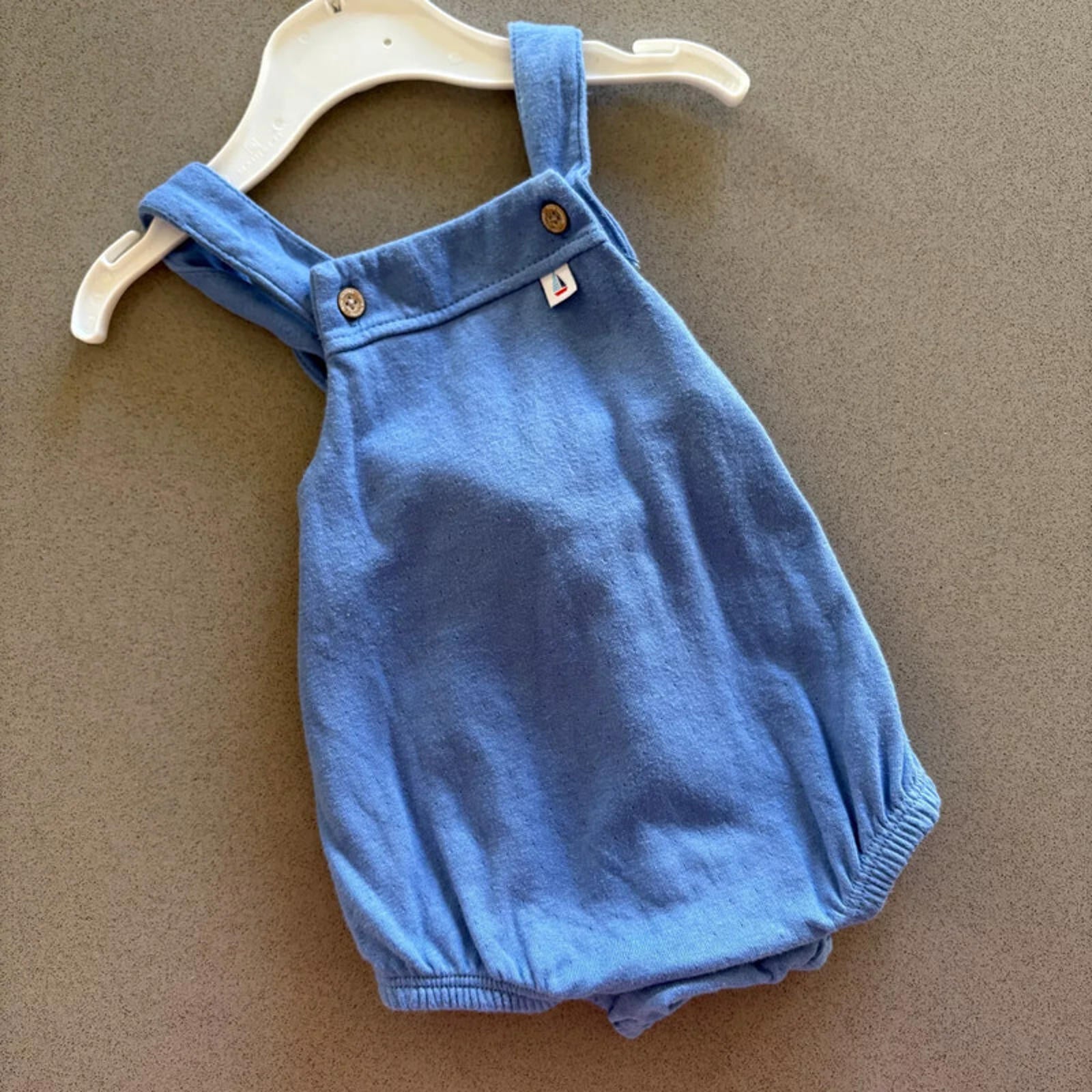 Baby Boy 0-3 months Nutmeg Blue Dungaree Style Romper Summer (24 33)