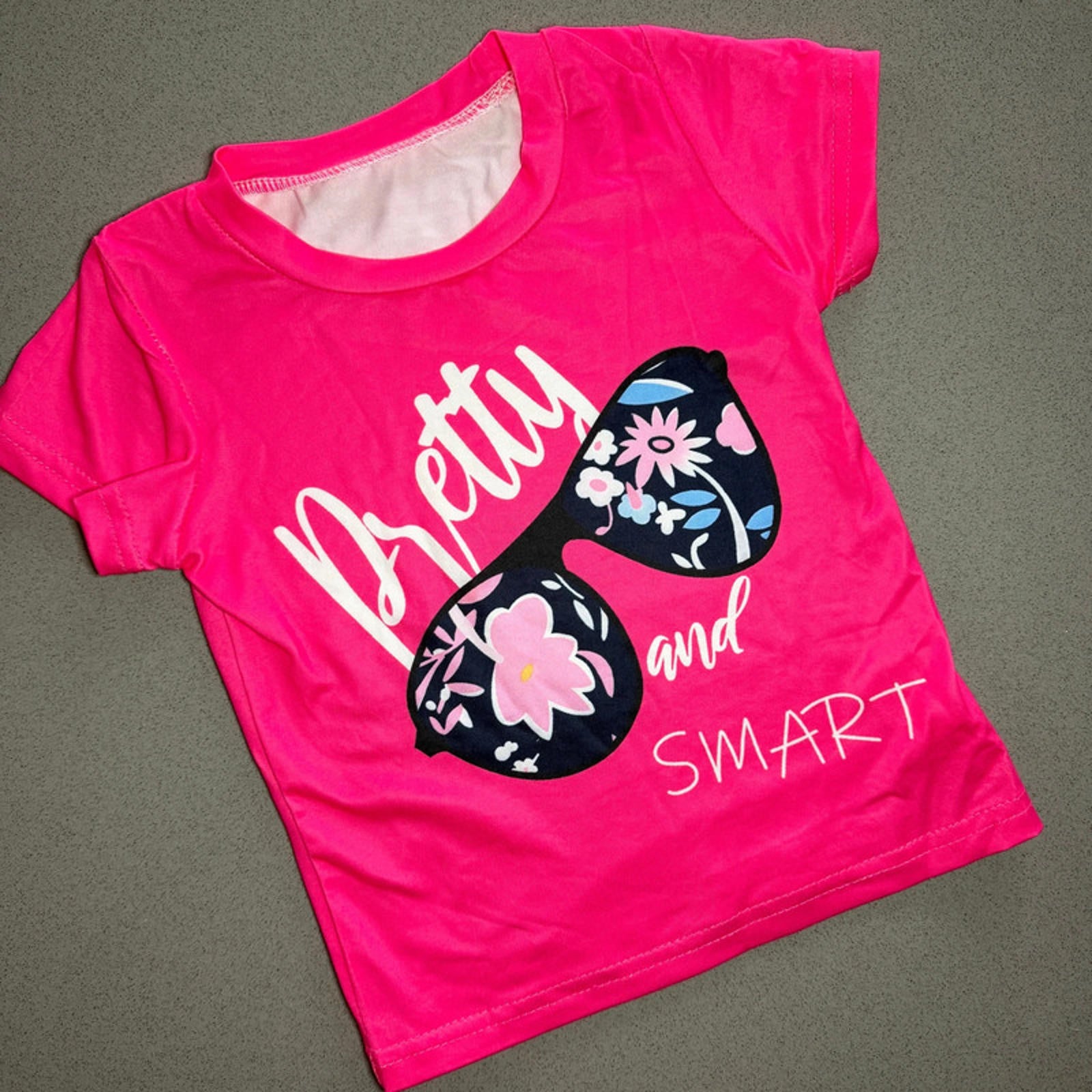 Baby Girl 9-12 months Shein Pink Pretty and Smart Short Sleeve T-shirt (60 22)