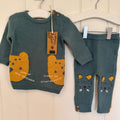 Baby Boy Girl 0-3 months F&F WWF Blue Knitted 2 Piece Outfit BNWT (61 29)