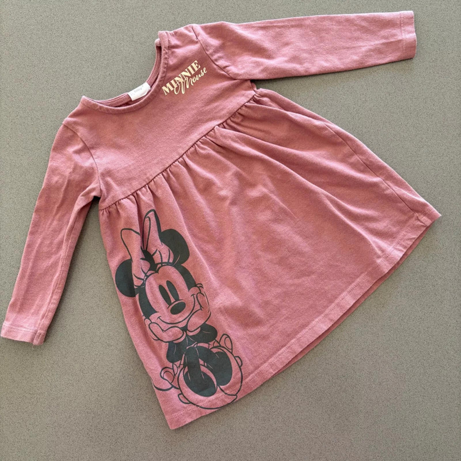 Baby Girl 6-9 months Disney Baby Long Sleeve Pink Minnie Mouse Dress (15 14)