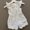 Baby Girl 3-6 months Mothercare Blue Striped Fish & Flower Lined Romper (58 19)
