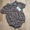 Baby Girl 0-3 months Old Navy Floral Smocked Short Sleeve Bodysuit BNWT (43 12)
