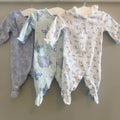 Baby Girl 1 month 4.5 kg Next Set 3 Blue Floral Babygrows with Ruffles (16 16)