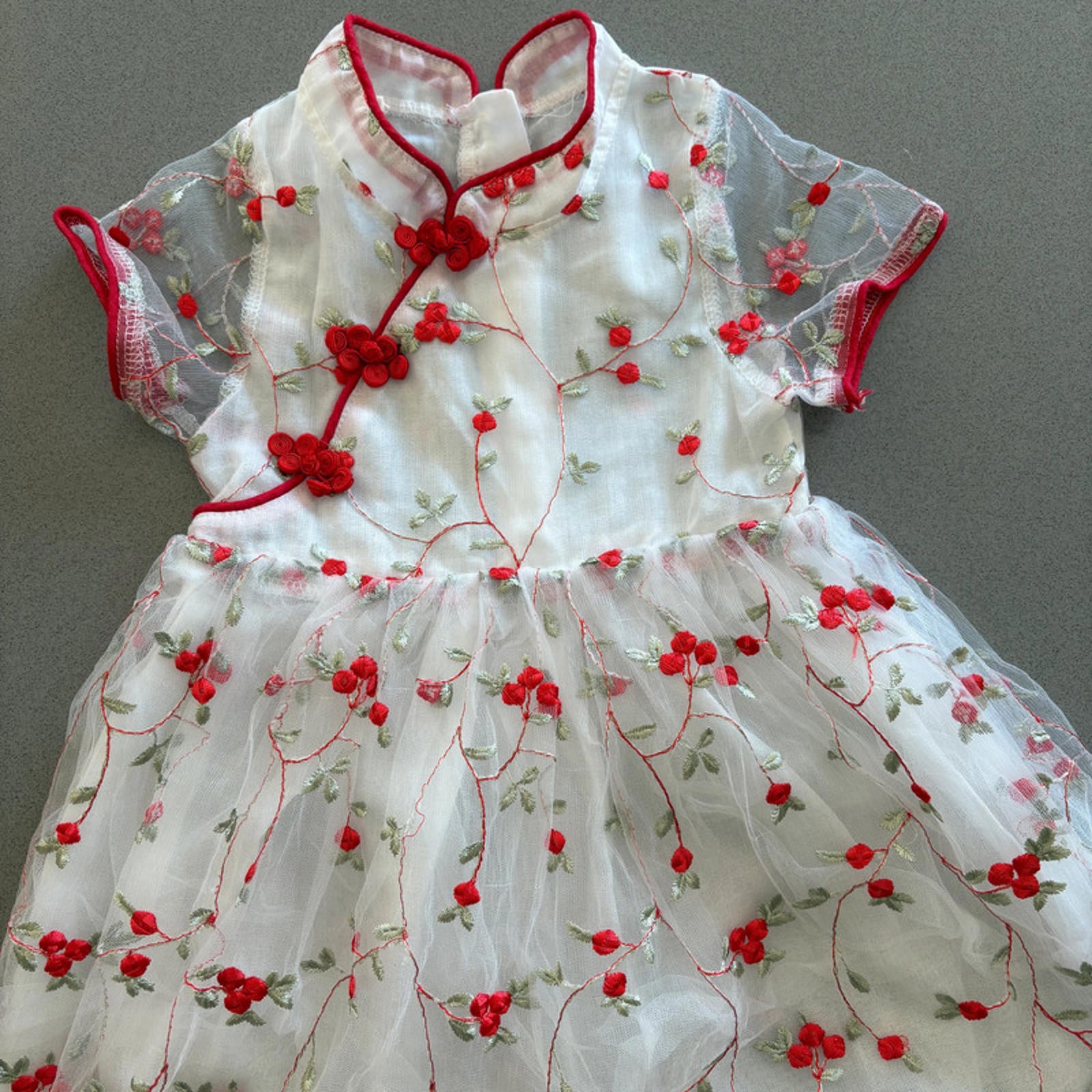 Girl age 3 White Red Oriental Style Party Occasion Dress (52 23)