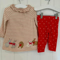 Baby Girl 3-6 months Boden 2 Piece Applique Bunny Striped Outfit (57 34)