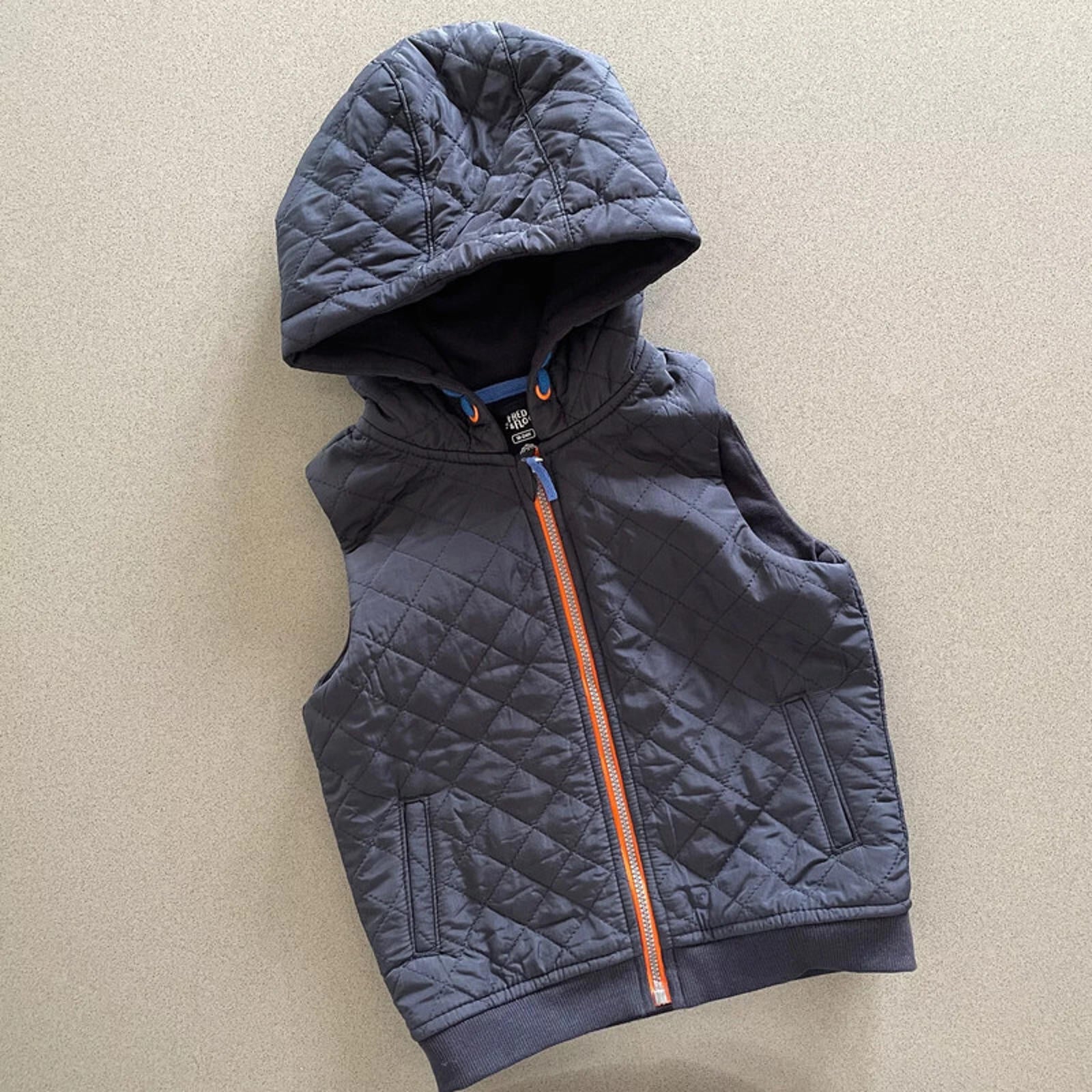 Baby Boy 18-24 months F&F Blue Lined Hooded Gilet Bodywarmer Zip Up
