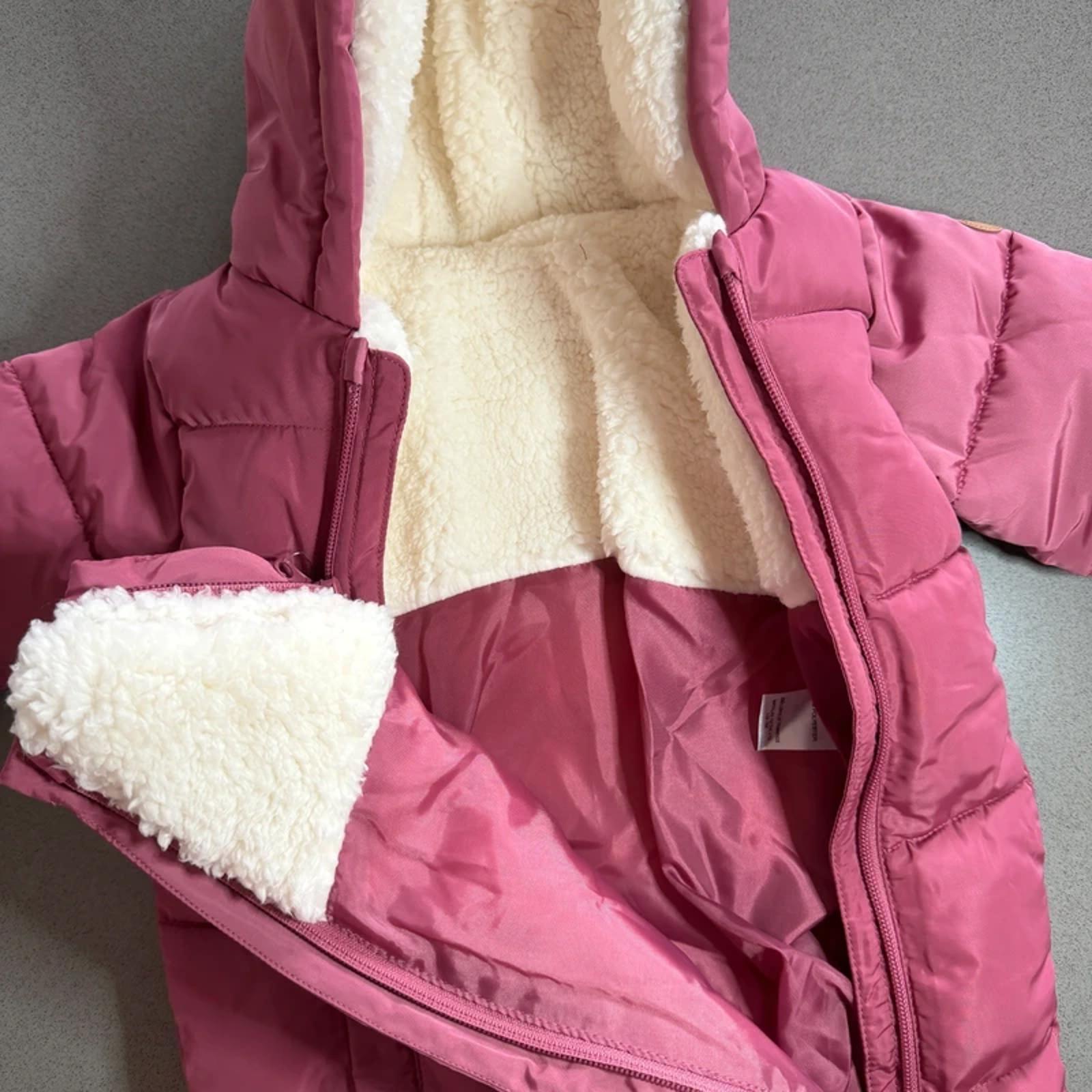 Baby Girl 6-9 months Matalan Pink Hooded Snowsuit BNWT New (57 07)