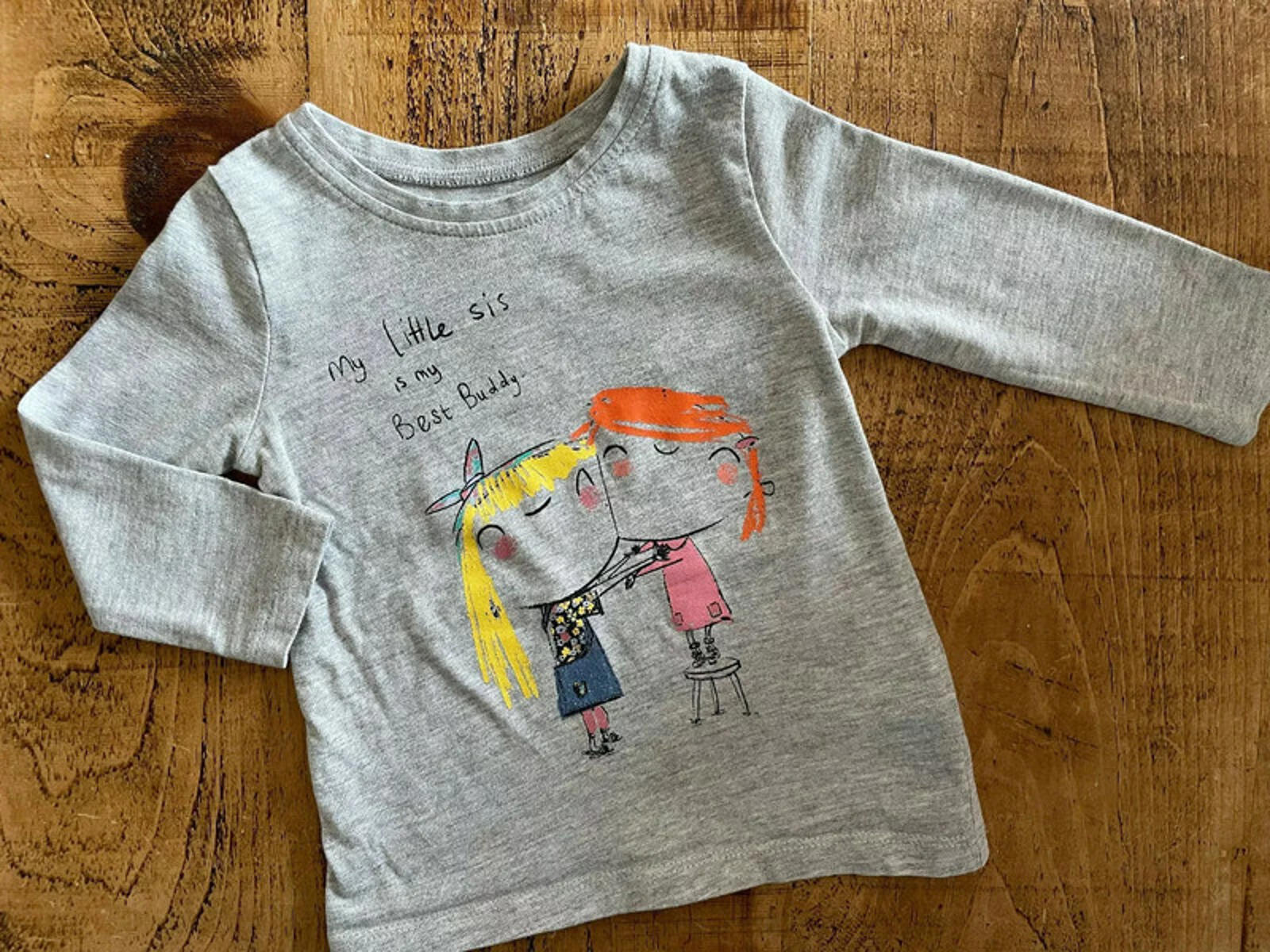 Baby Girl 3-6 months NEXT Grey Long Sleeve T-shirt Little Sister (32 32)