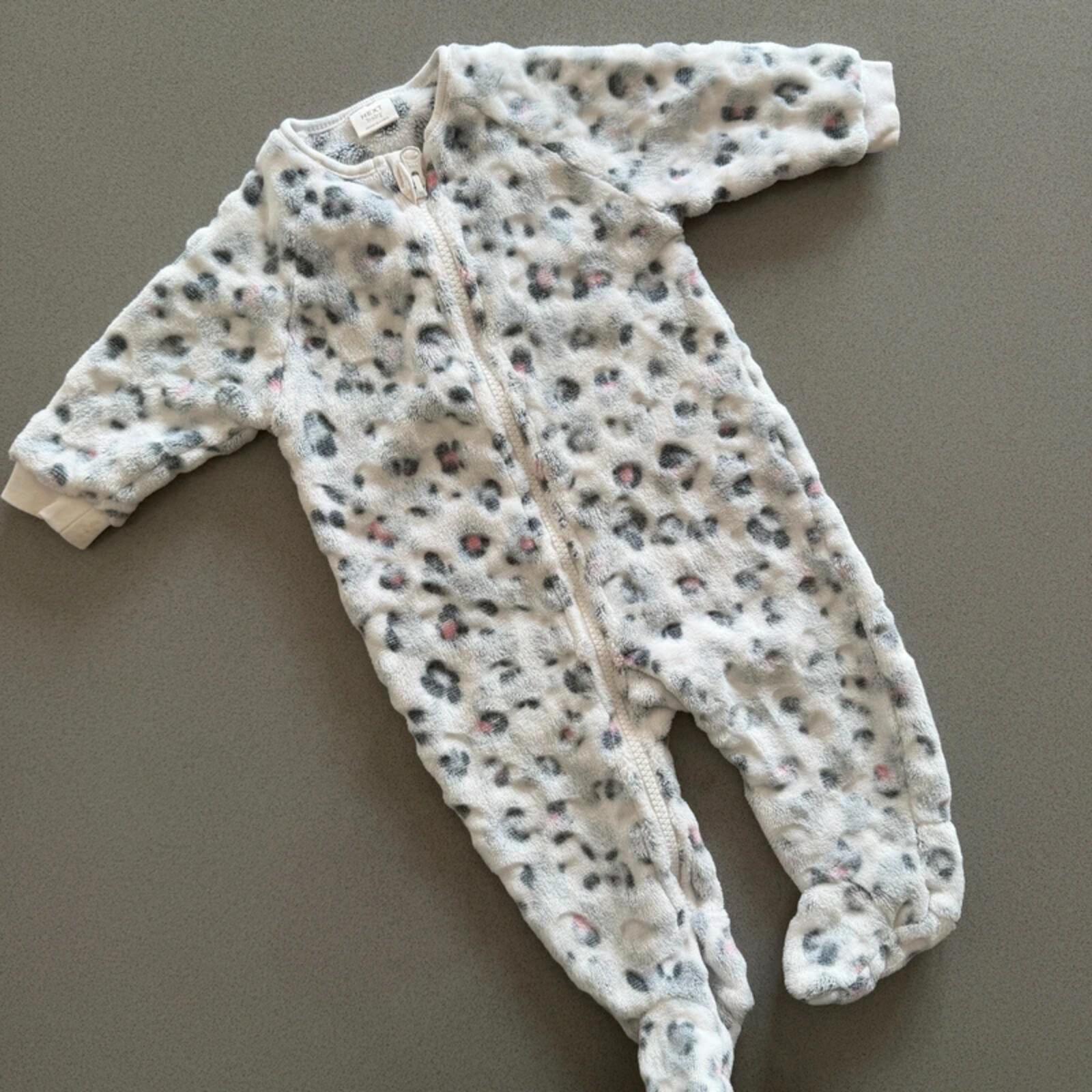 Baby Girl 3-6 months Animal Print Full Zip Faux Fur Fleece All in One (49 18)