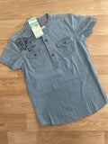 Young Boy age 5-6 years Point Cove Blue Chambray Band Collar Shirt (24 04)