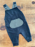 Baby Boy 0-3 months George Black Jersey Dungarees with Kangaroo Pocket (30 27)