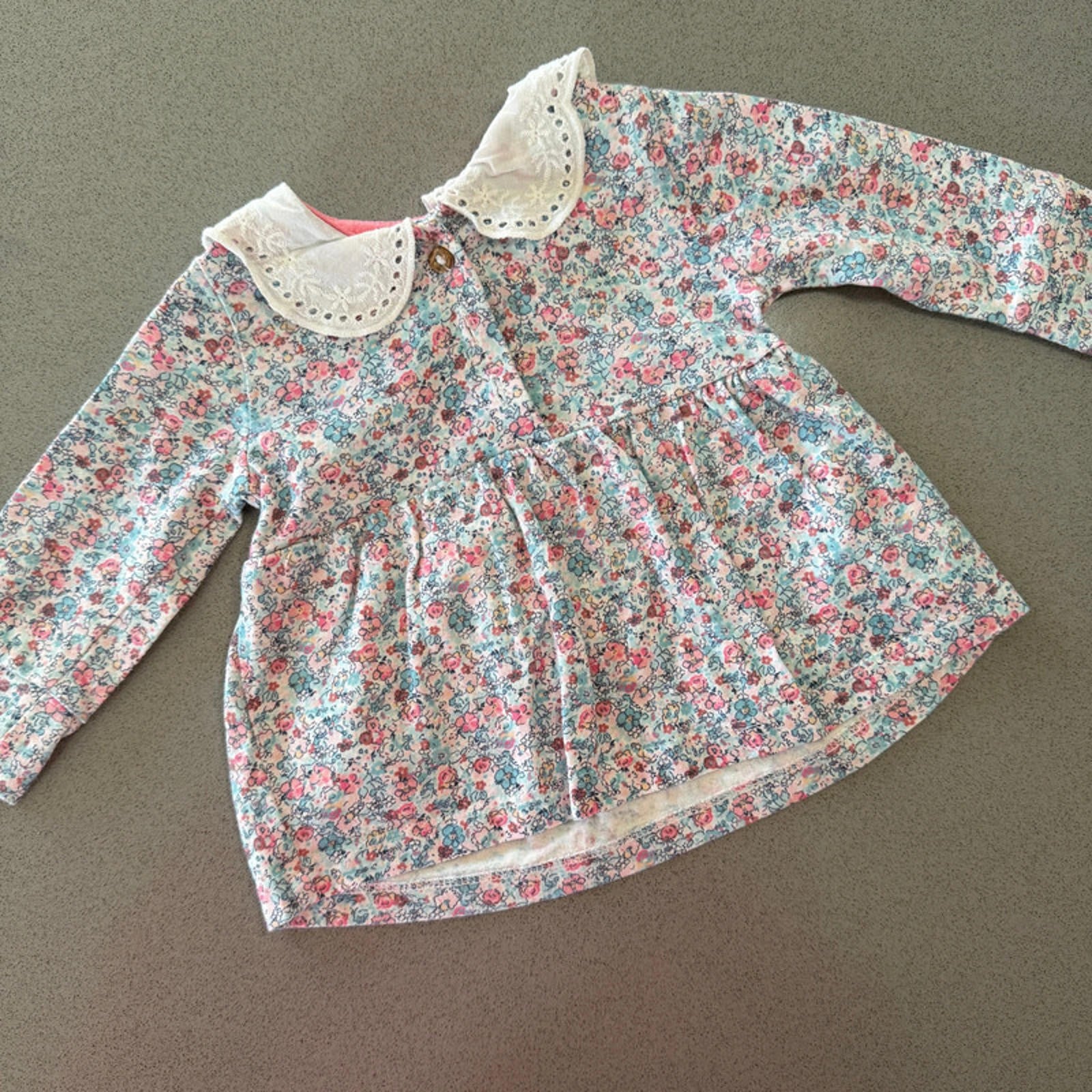 Baby Girl 0-3 months Mothercare Floral Collared Long Sleeve Tunic (27 23)