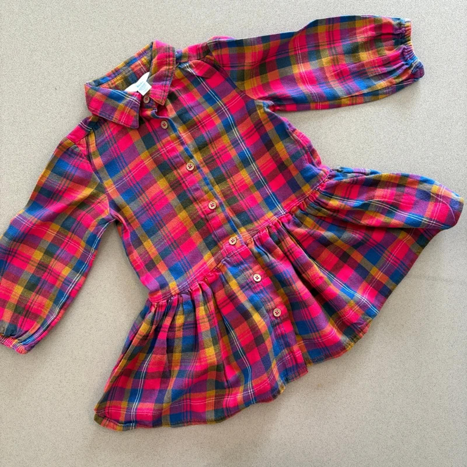Baby Girl 12-18 months M&Co Checked Collared Long Sleeve Dress (47 13)