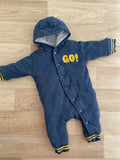 Baby Boy 0-3 months Mothercare Blue Hooded Padded Pram Suit (18 24)