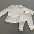 Baby Girl 3-6 months F&F 2 Piece Peplum Knitted Outfit Cream (46 12)