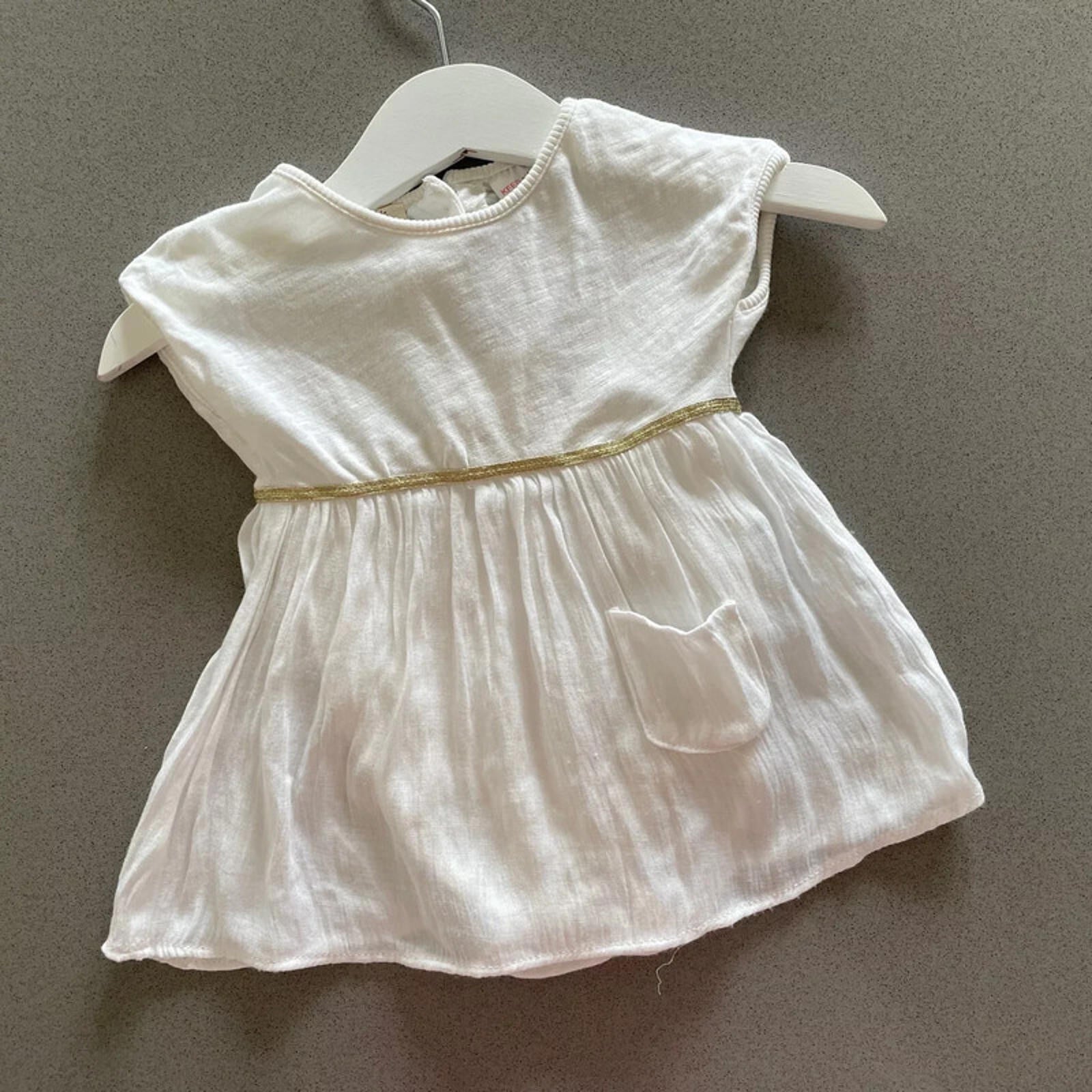 Baby Girl 3-6 months ZARA White Summer Dress Gold Detail Bodysuit (43 14)
