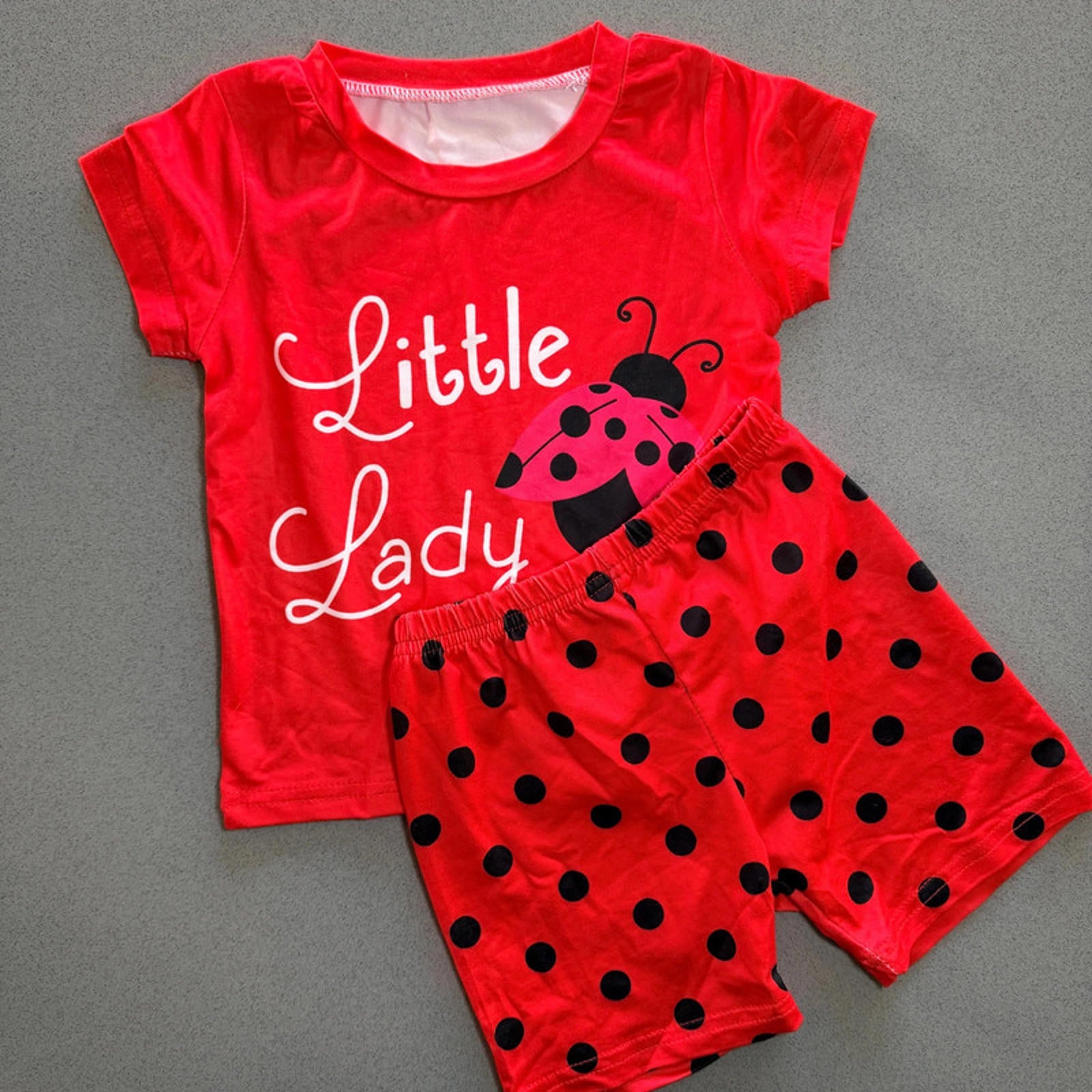 Baby Girl 9-12 months Red Little Ladybird 2 Piece Shorts Set (60 30)