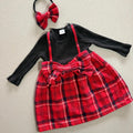 Baby Girl 12-18 months Red Black Checked Long Sleeve Dress & Headband (63 15)