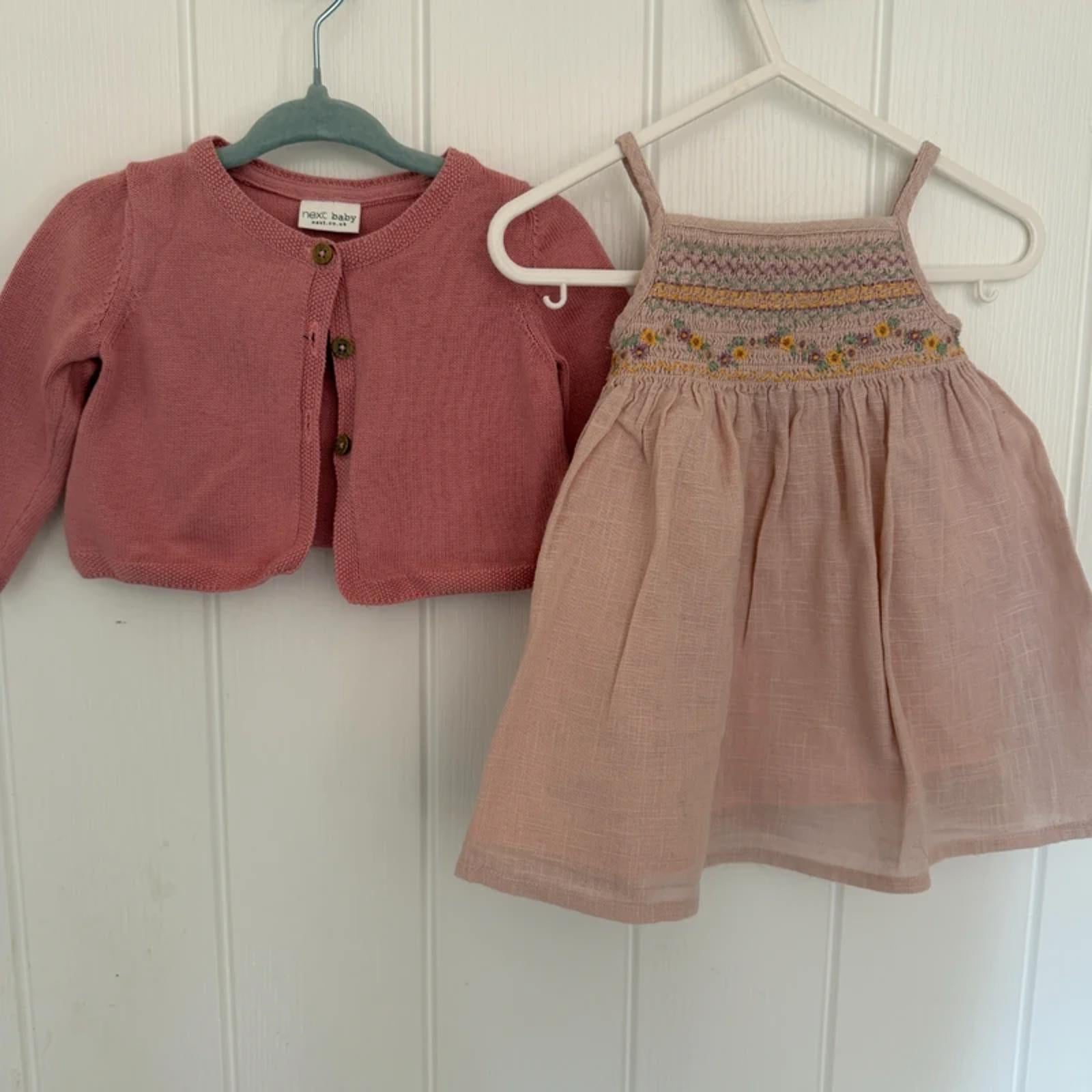 Baby Girl 3-6 months Next Pink Summer Dress & Cardigan Set (56 16)