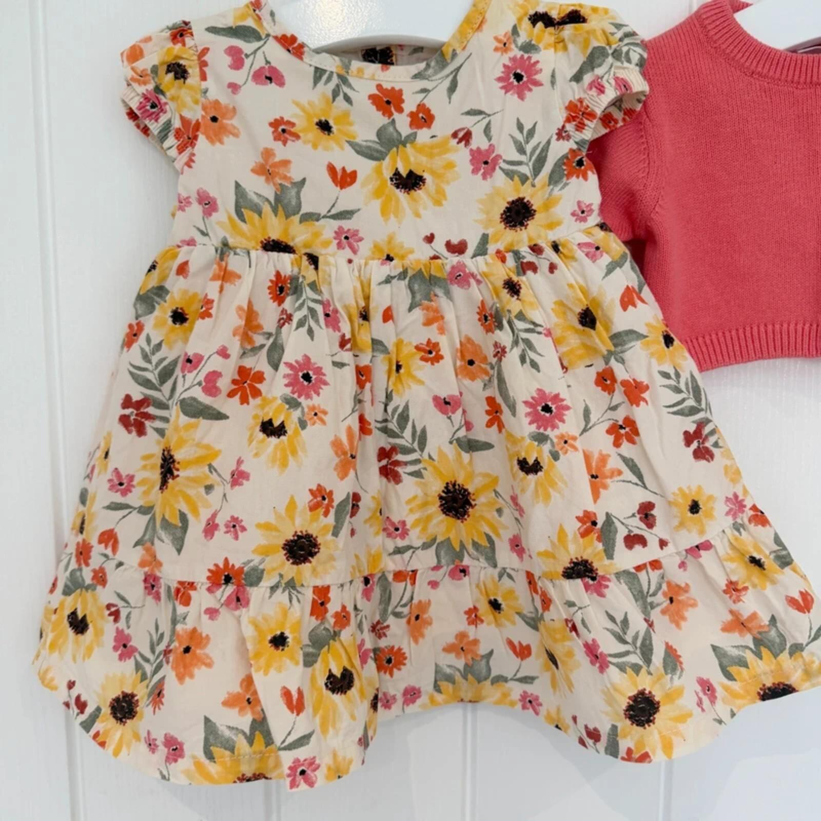 Baby Girl 3-6 months F&F Colourful Floral Dress & Cardigan Set (16 13)