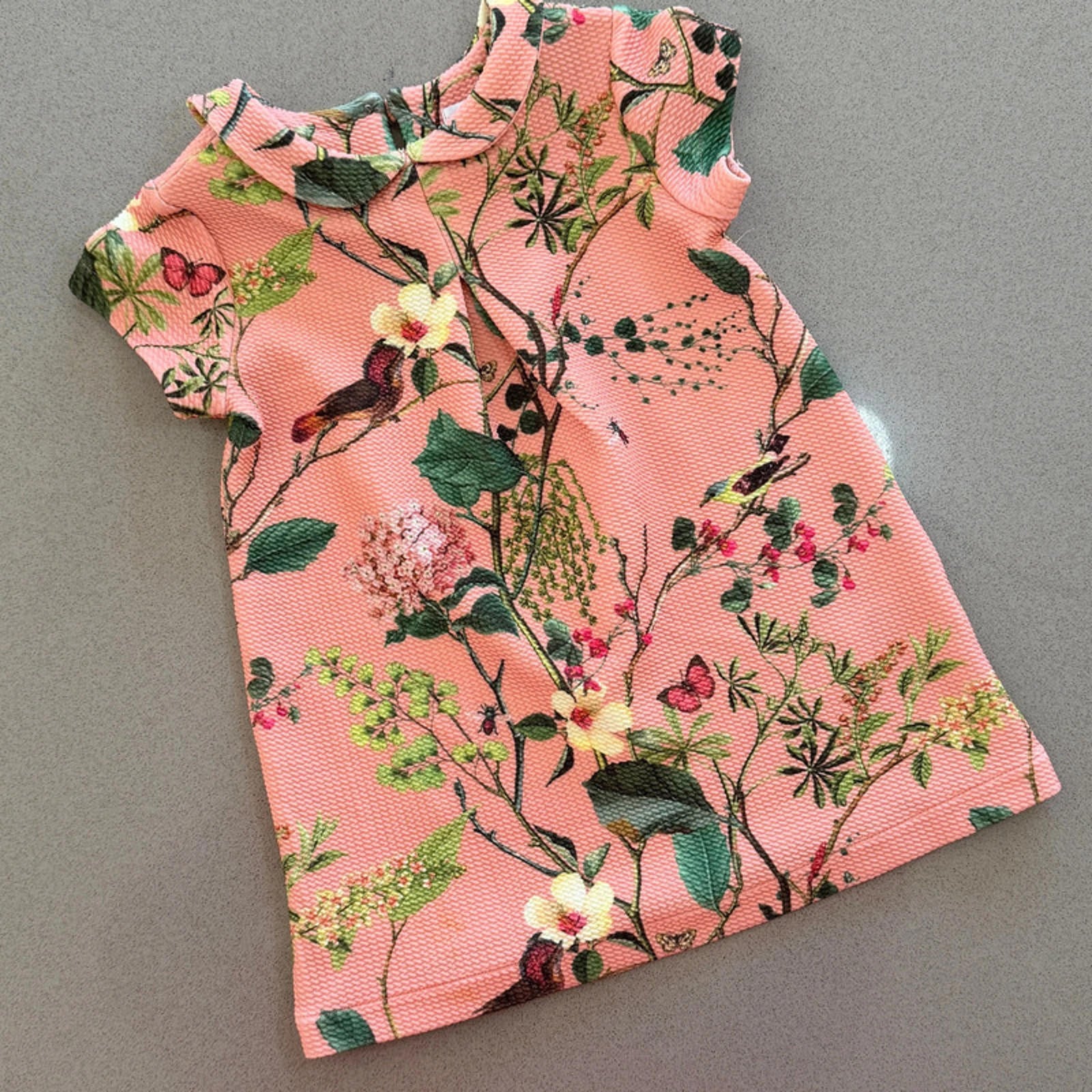 Baby Girl 9-12 months Next Coral Smart Dress with Bold Nature Collared (60 53)