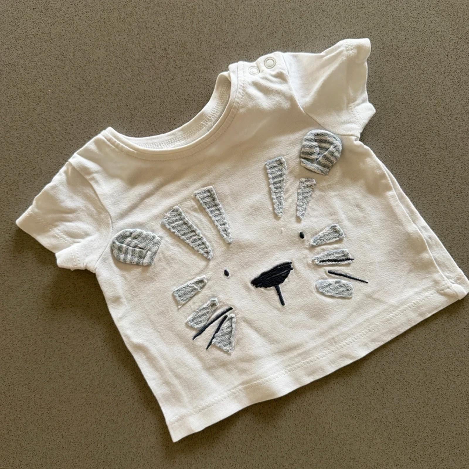 Baby Boy First Size 3.4 kg Next White applique lion t-shirt (18 15)