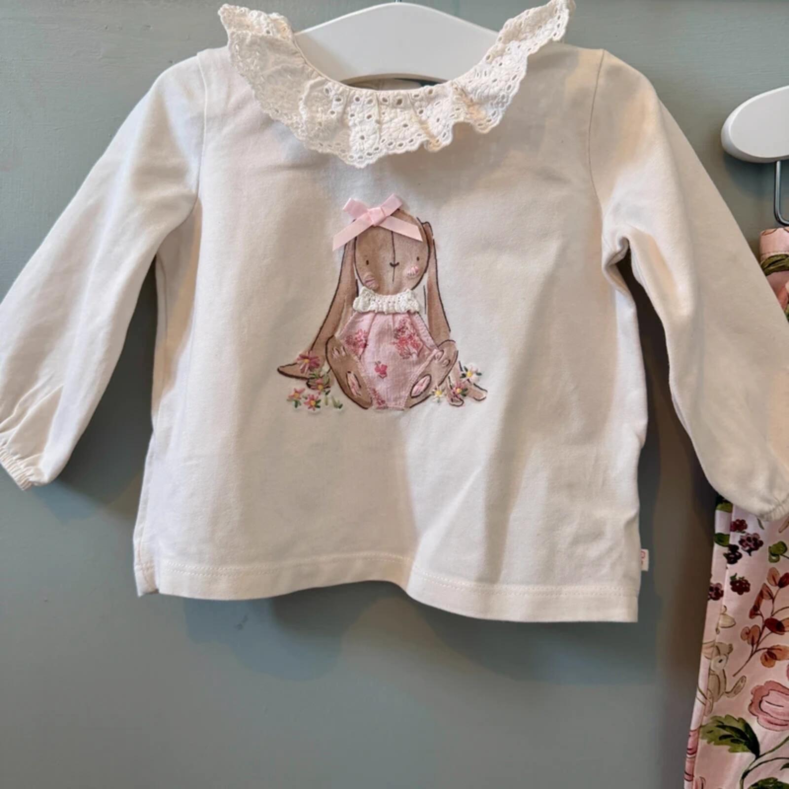 Baby Girl 3-6 months Next Broderie Anglaise Floral Rabbit Outfit (55 05)