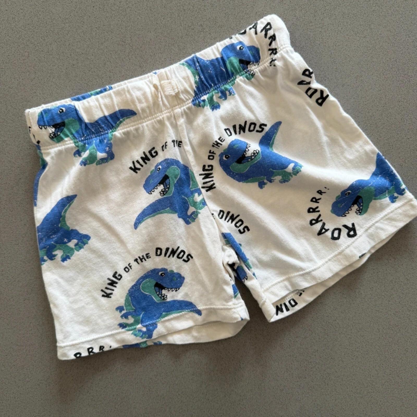 Boy age 3-4 years H&M White Blue King of the Dinos Shorts (52 35)