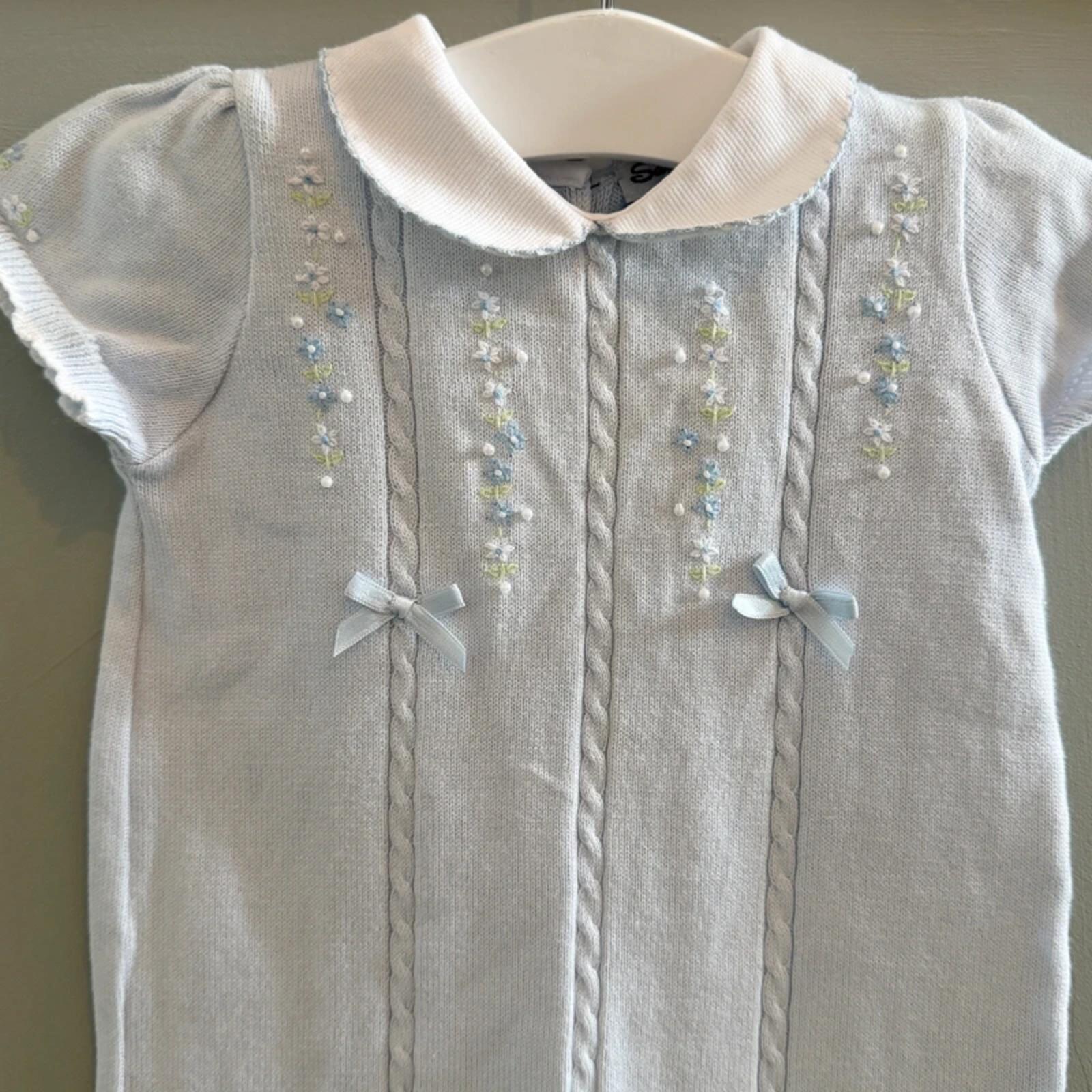 Baby Girl 3 months Sarah Louise Blue Collared Knitted Romper (22 31)