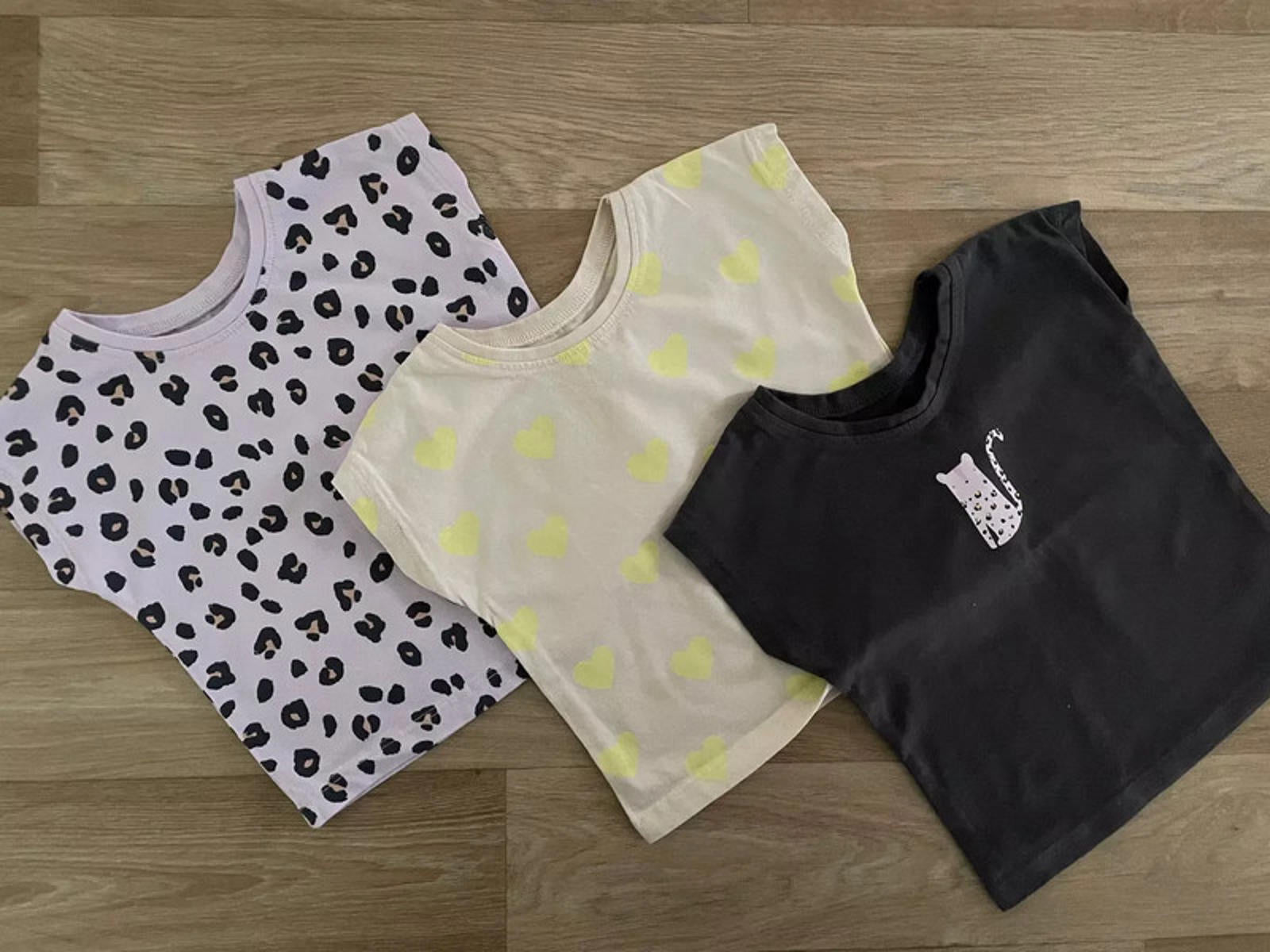 Baby Girl 6-9 months George 3 Short Sleeve Tops Hearts Animal Print (27 32)