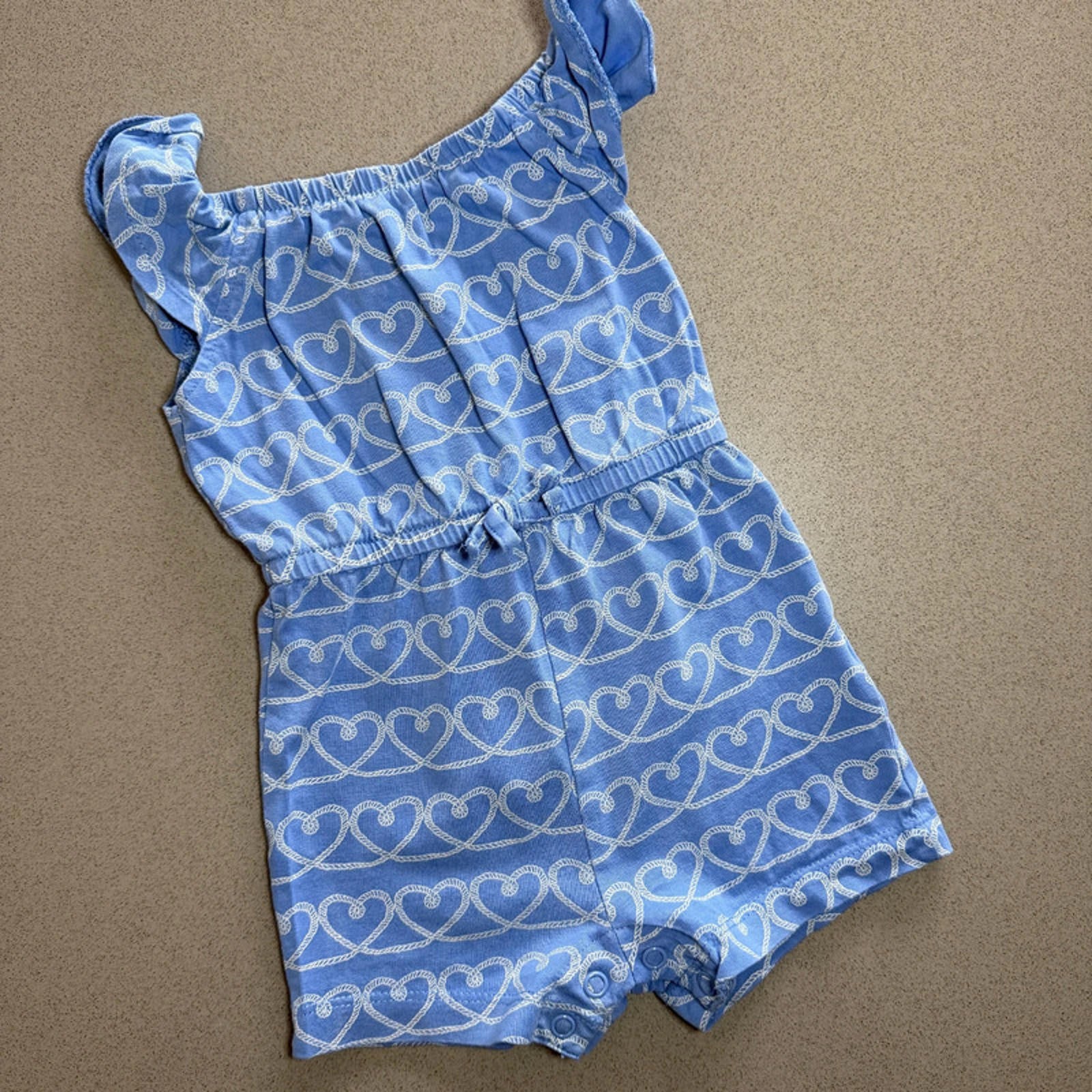 Baby Girl 3-6 months Primark Blue Heart Summer Jumpsuit (55 12)