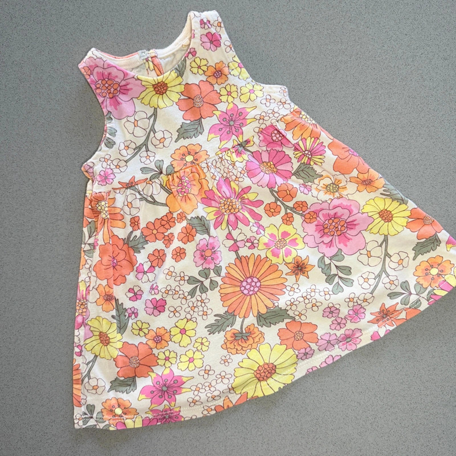 Baby Girl 0-3 months F&F  Retro Floral Summer Sleeveless Dress Jersey (42 28)