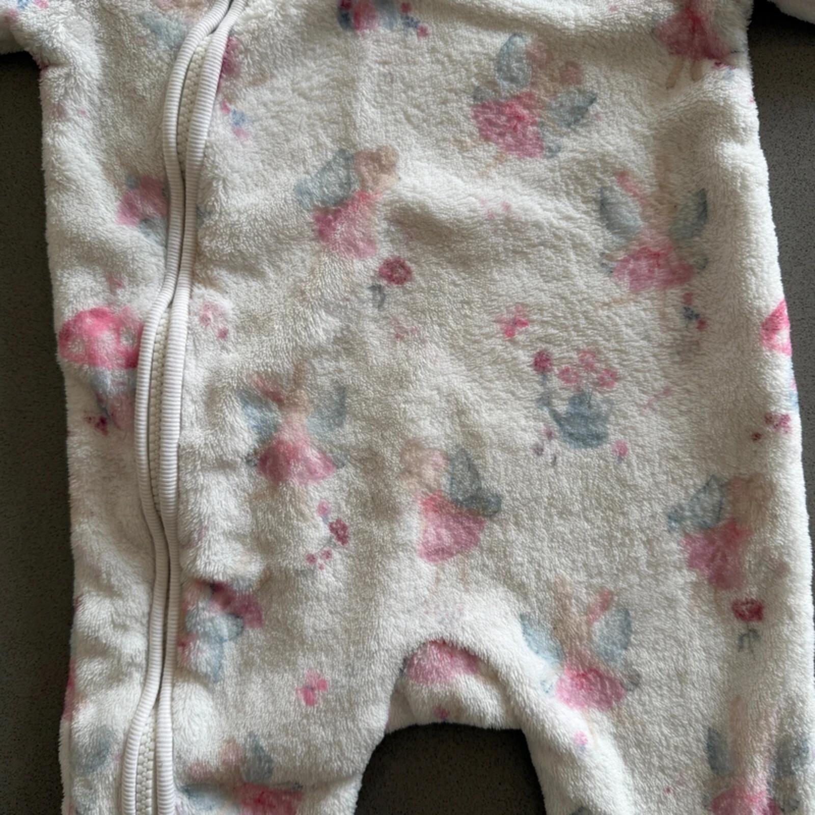 Baby Girl 3-6 months Next White Fairy Mouse Fleece Faux Fur All in One (49 01)