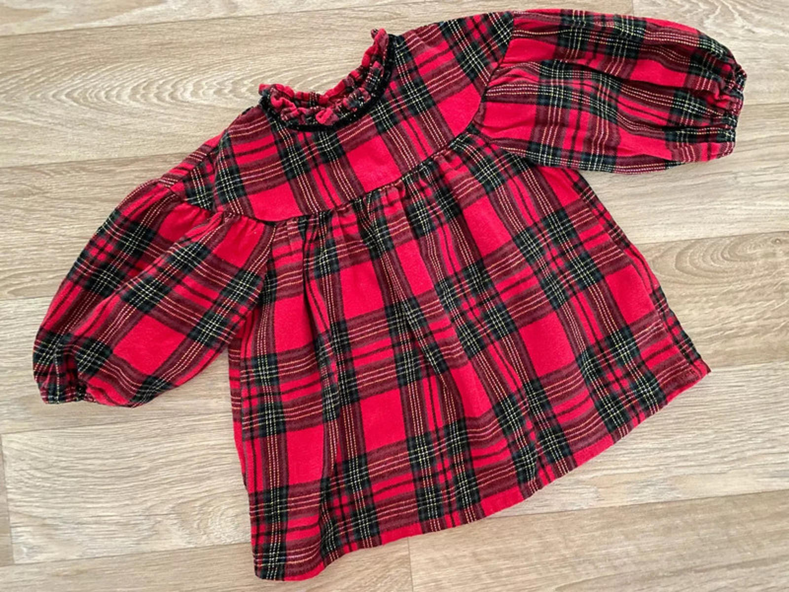 Baby Girl 3-6 months NEXT Red Checked Long Sleeve Tunic Dress (20 19)