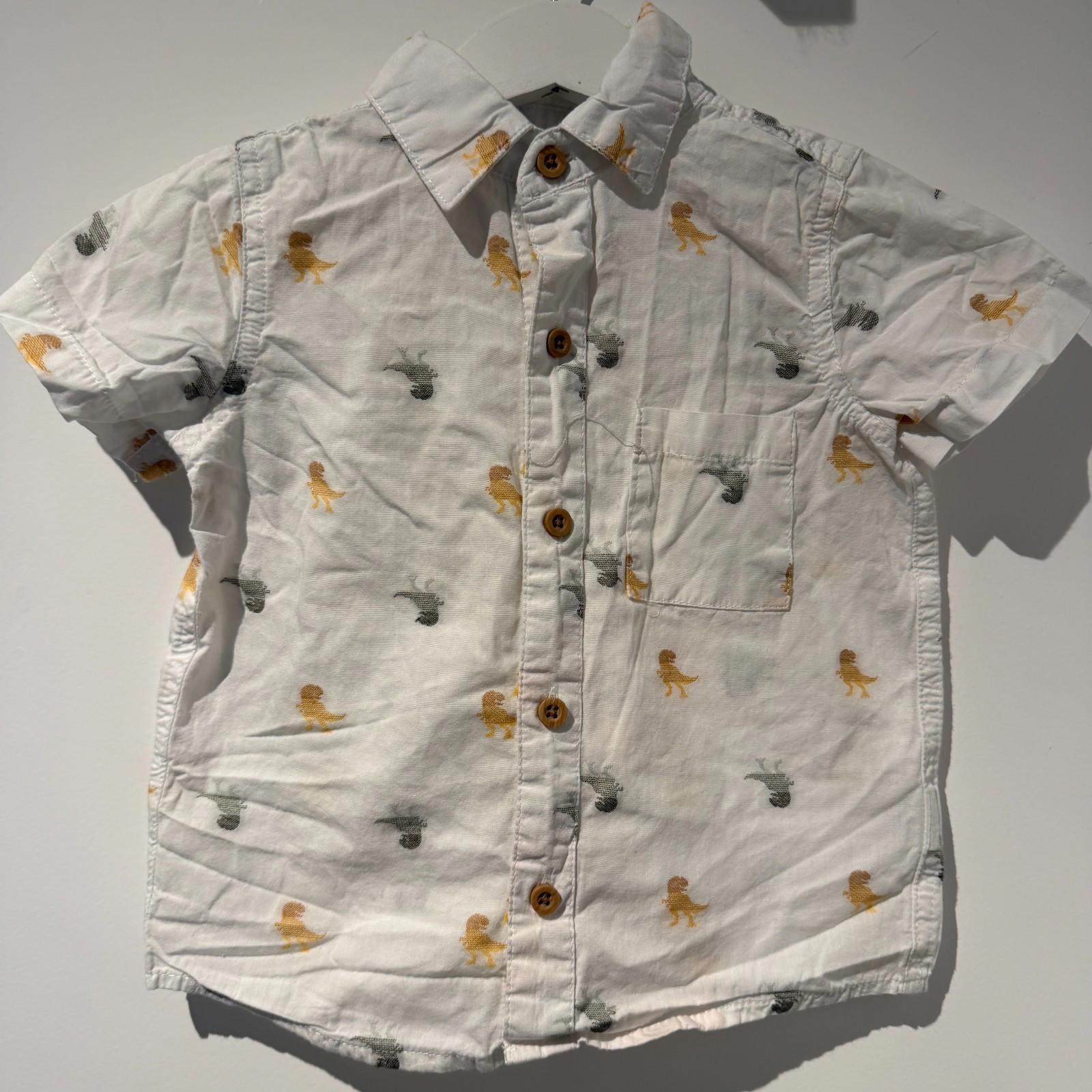 Baby Boy 12 -24 months Tommy Bahama White Dinosaur Button Up Shirt (52 25)