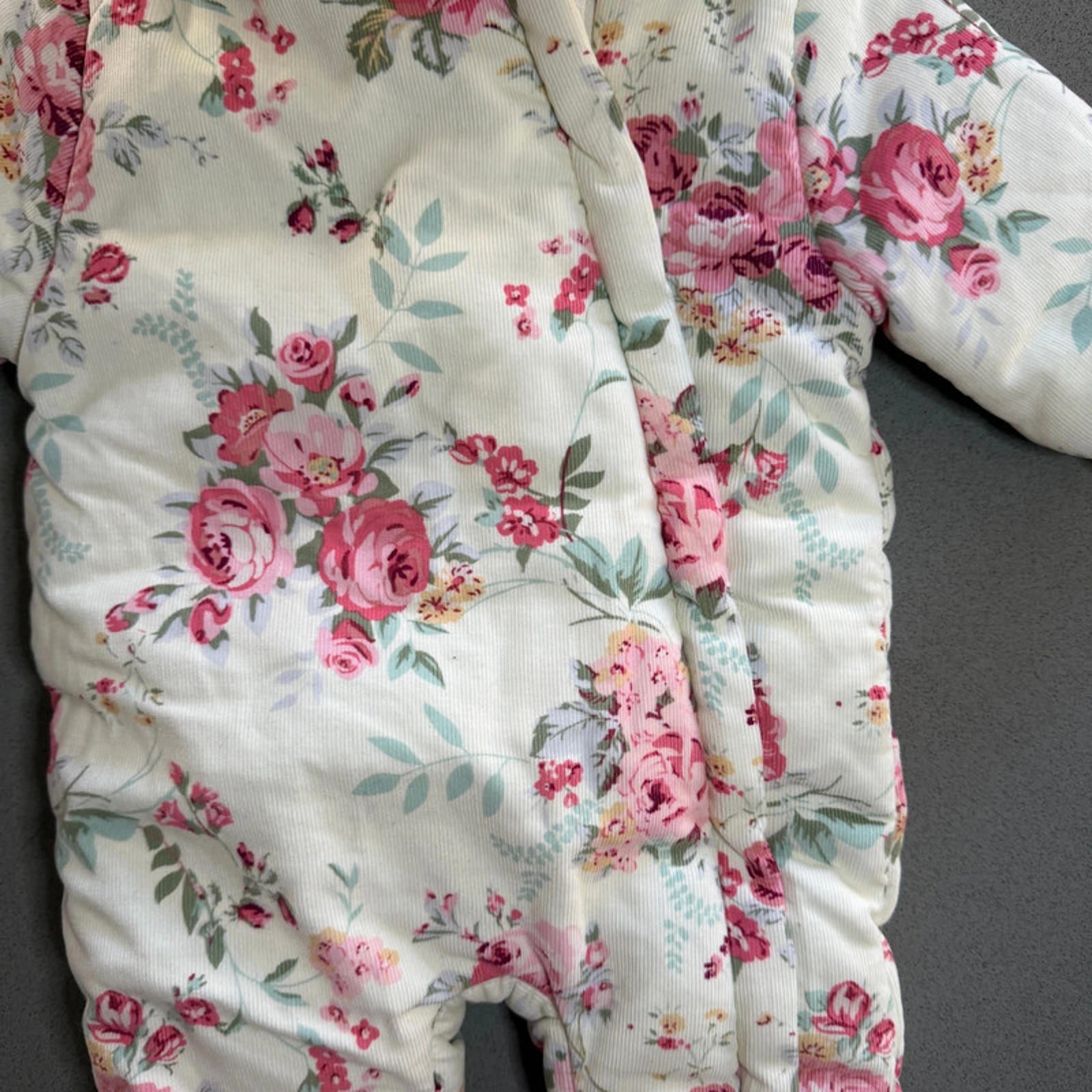 Baby Girl 0-3 months Next White Rose Needlecord Full Zip Snow Suit (61 14)