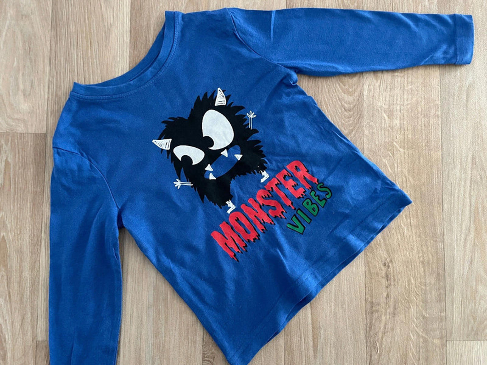 Baby Boy 18-24 months Primark Blue Long Sleeve T-shirt Monster Vibes (33 22)