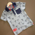Young Boy age 5-6 years Mothercare Blue Dude Palm Tree Polo Shirt (32 08)