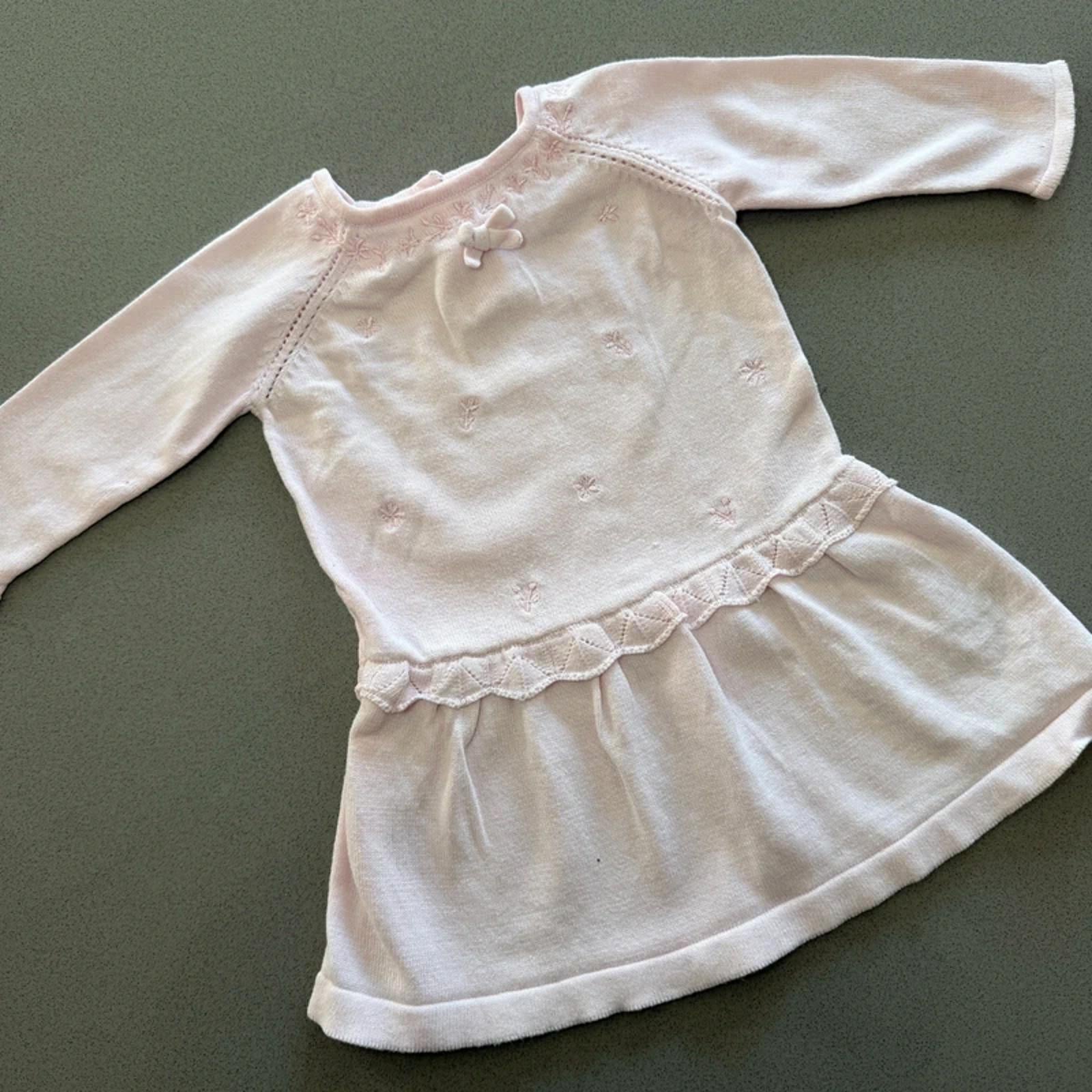 Baby Girl 3-6 months Bonjour Bebe Pink Knitted Long Sleeve Dress (26 13)