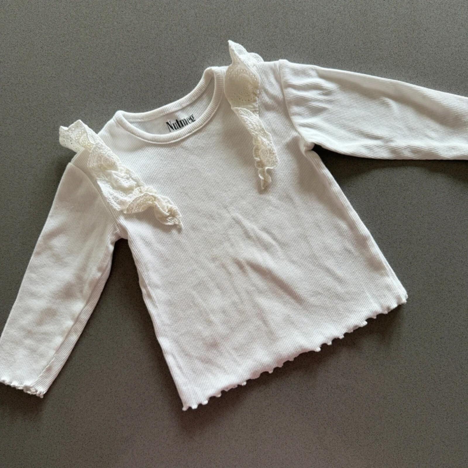 Baby Girl 12-18 months Nutmeg White Long Sleeve Top with Ruffles (43 09)