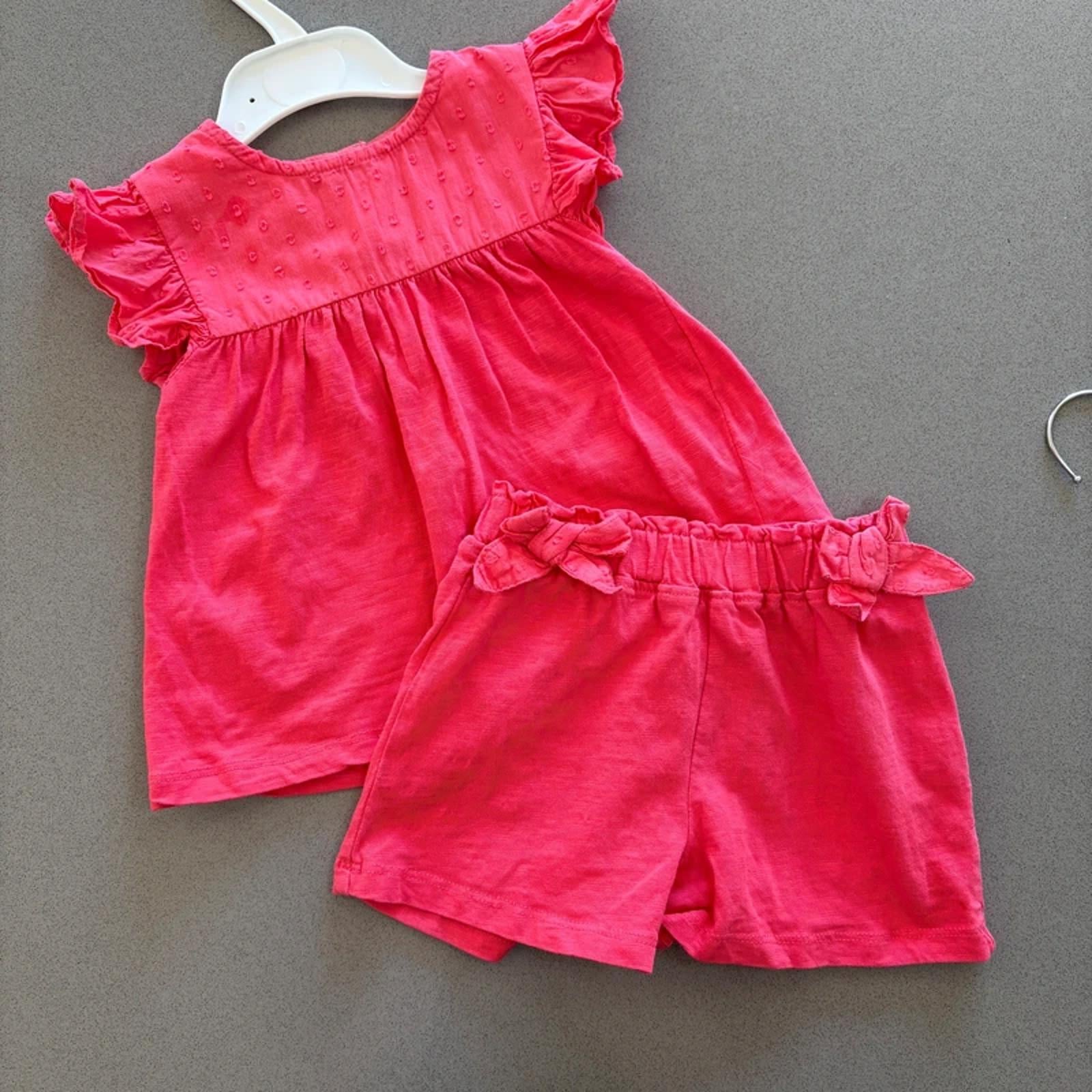 Young Girl 3-4 years M&Co Pink Short Sleeve Summer Outfit Shorts (17 19)