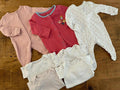 Baby Girl 1 month TU Bundle 3x sleepsuits babygrows 4x bodysuits (37 25)