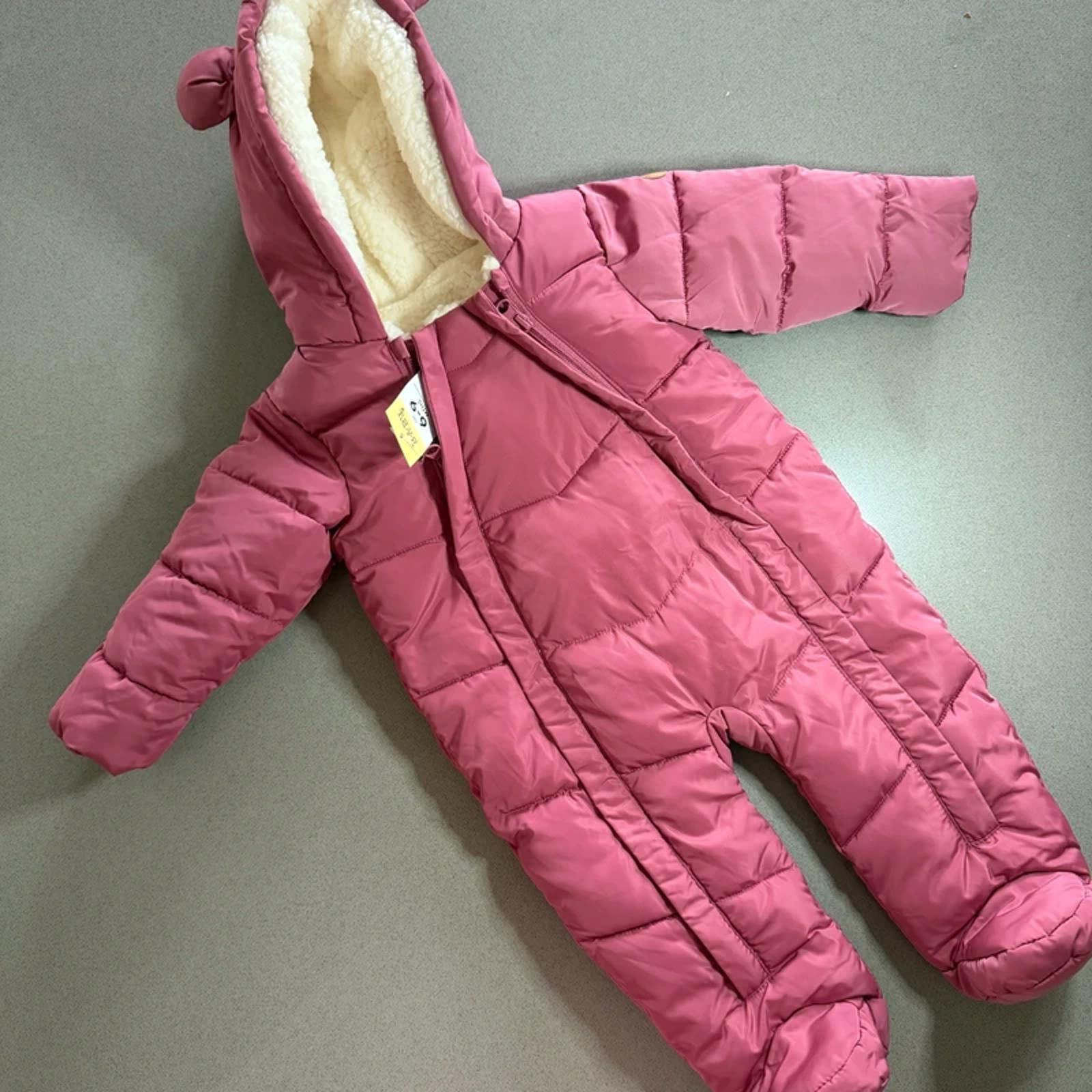 Baby Girl 6-9 months Matalan Pink Hooded Snowsuit BNWT New (57 07)