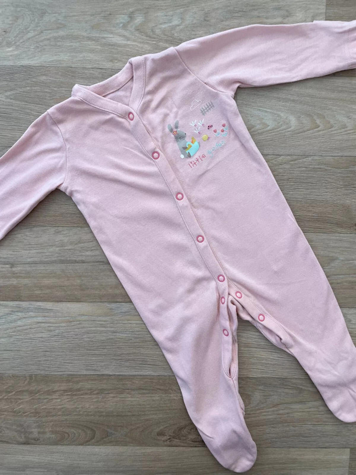 Baby Girl 0-3 months Mothercare Pink Sleepsuit  Little Garden Bunny (27 30)