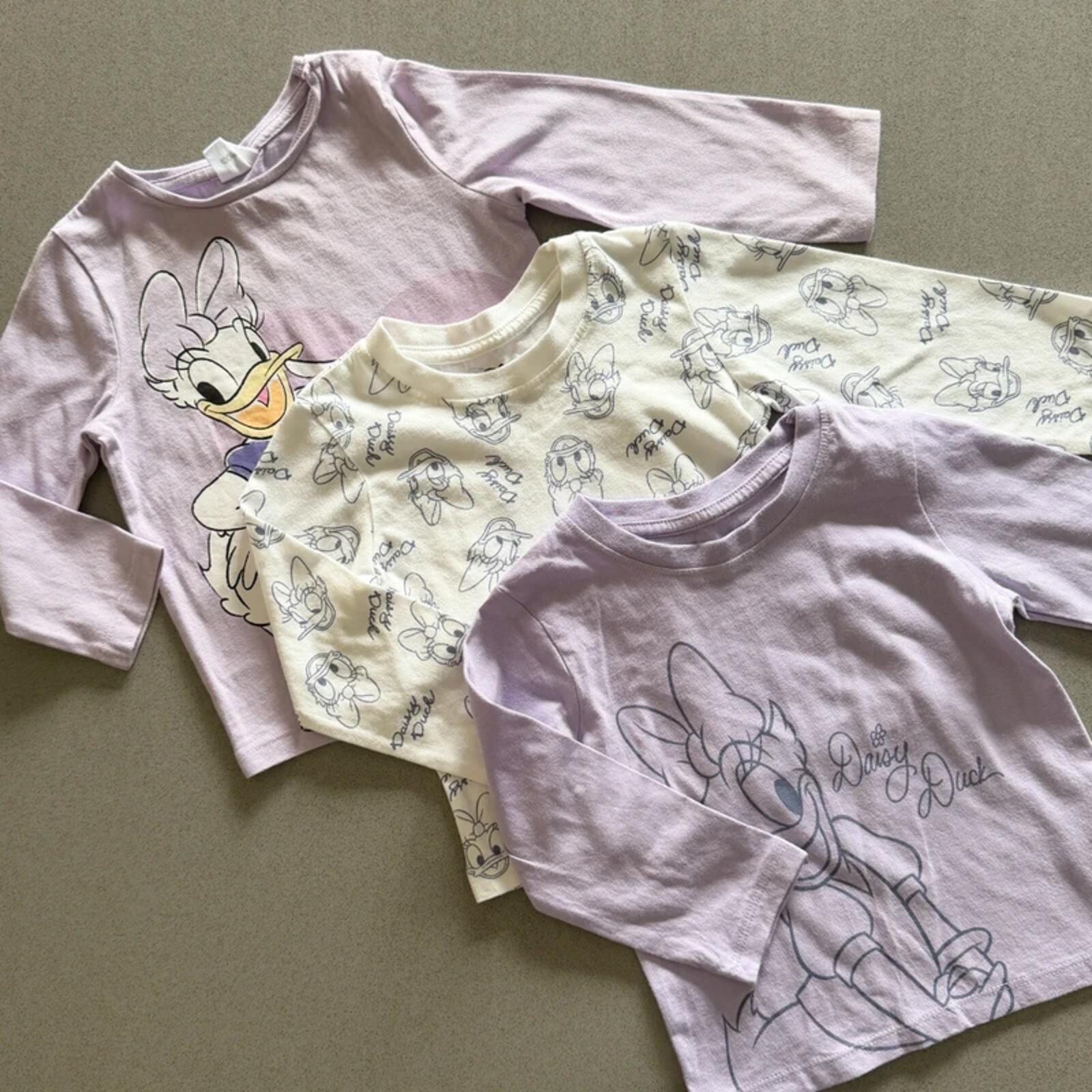 Baby Girl 9-12 months Lilac White Daisy Duck Disney 3 Long Sleeve T-shirts (24 01)