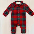 Baby Girl 3-6 months Marks and Spencer Red Checked Collared Romper (43 24)