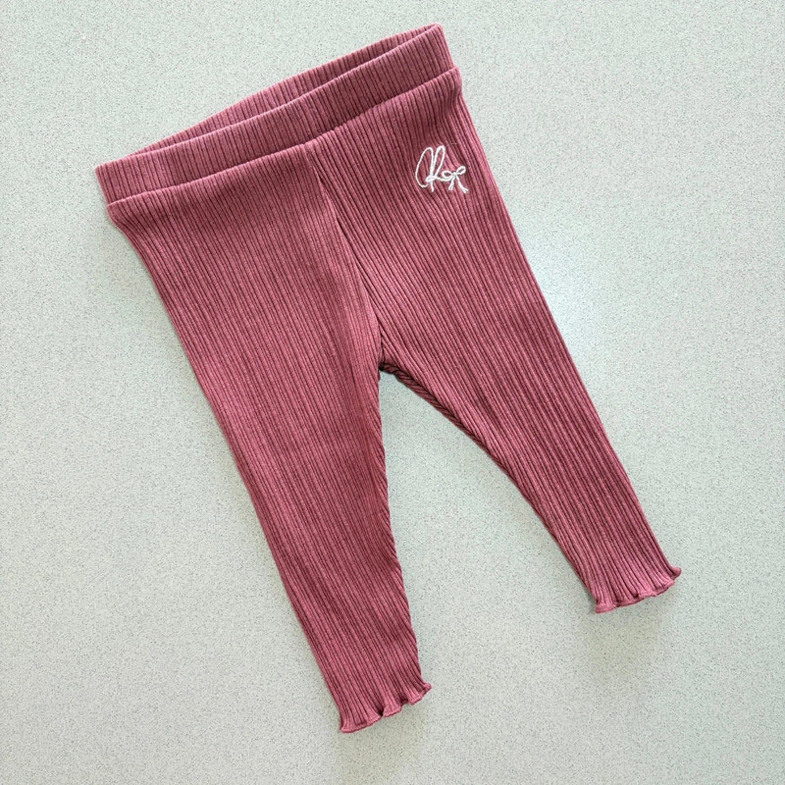Baby Girl 0-3 months River Island Burgandy Ribbed Scalloped Leggings (49 09)
