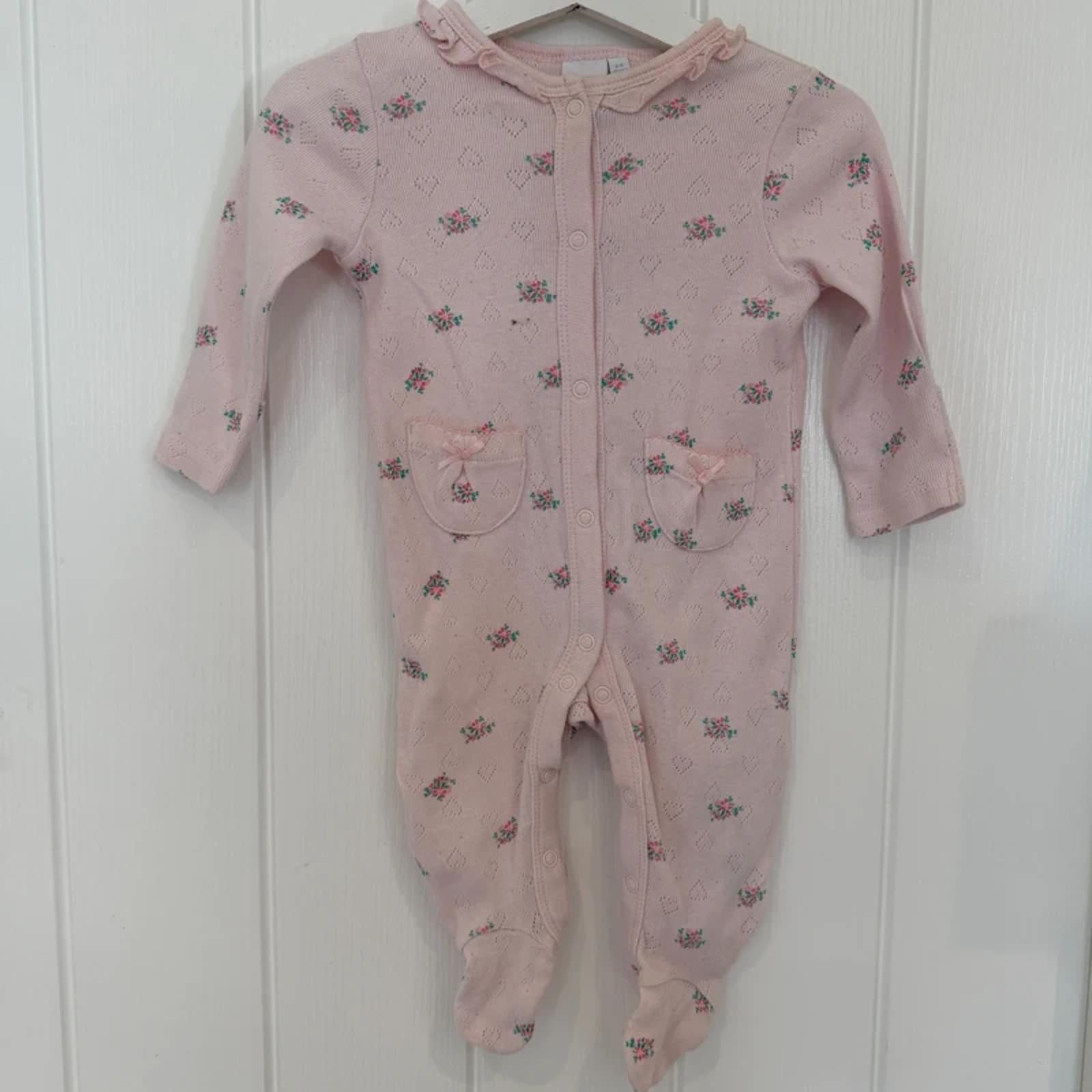 Baby Girl 3-6 months Blue Zoo Pink Floral Babygrow (55 10)