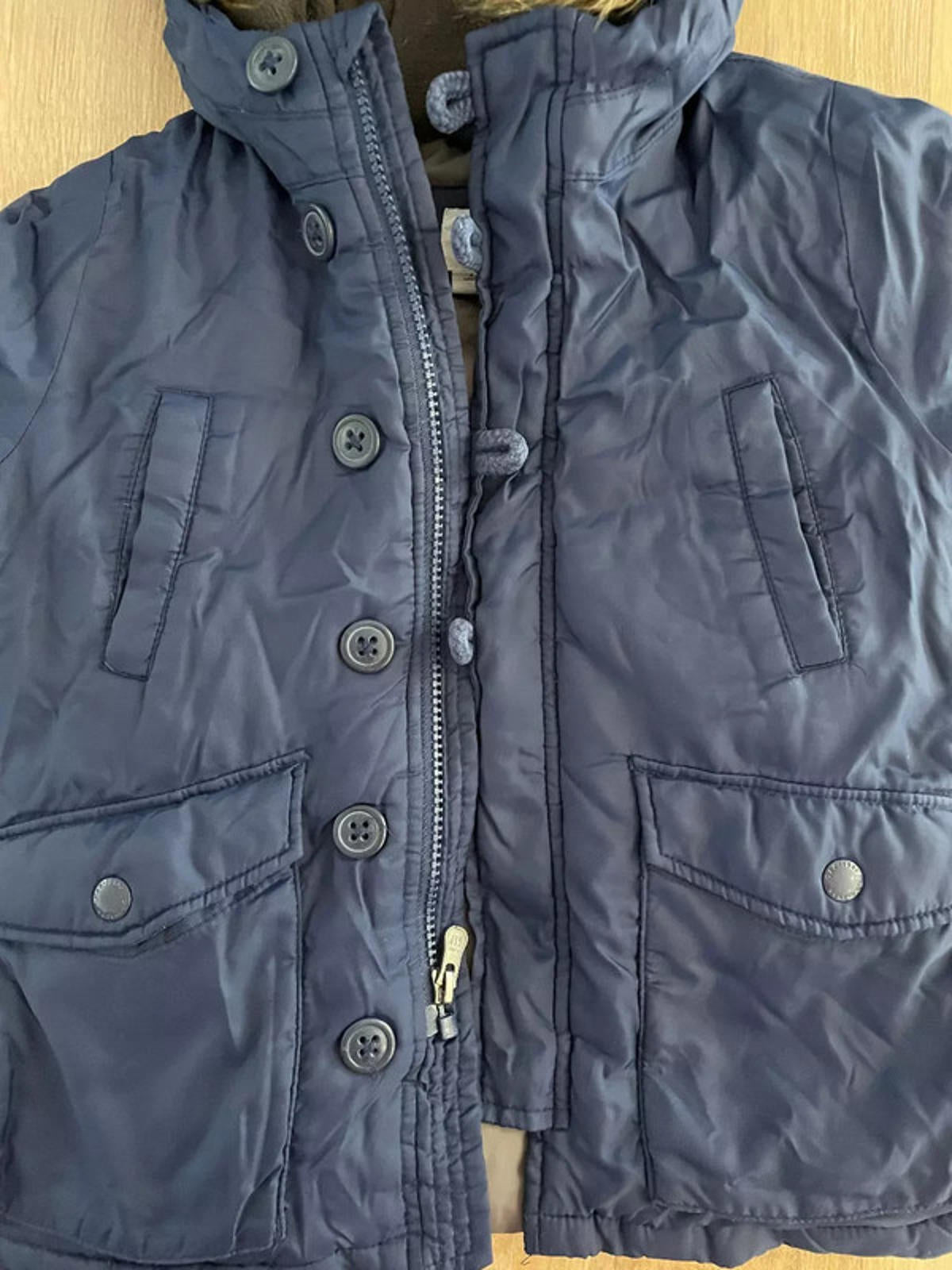 Young Boy 3 years GAP Blue Puffer Hooded Anorak Winter Coat (48 x)
