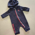 Baby Boy 0-3 months US Polo Assn. Blue Hooded Full Zip Romper (38 06)